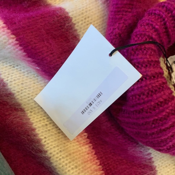 &Merci Fuzzy Striped Sweater turtleneck soft nwt mohair blend - Picture 8 of 9